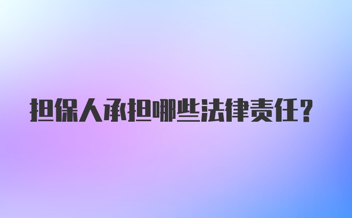 担保人承担哪些法律责任？