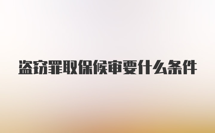 盗窃罪取保候审要什么条件