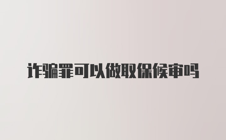 诈骗罪可以做取保候审吗