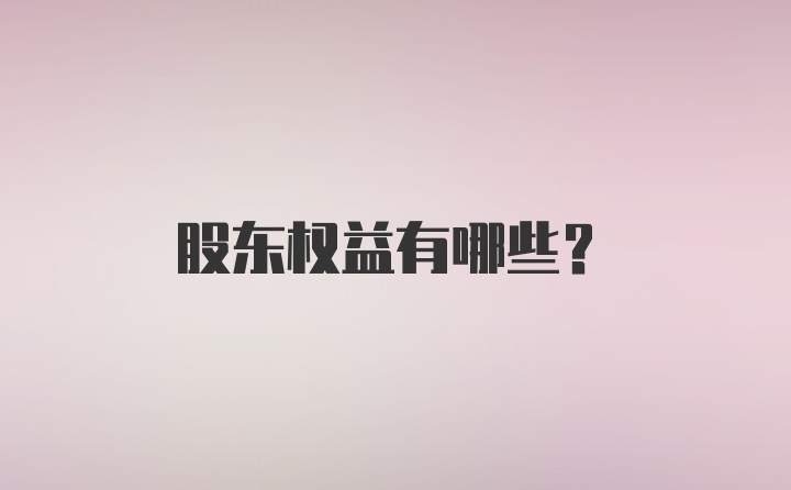 股东权益有哪些?