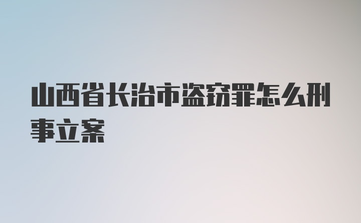 山西省长治市盗窃罪怎么刑事立案