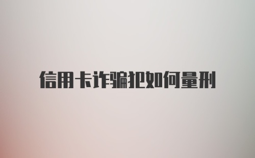 信用卡诈骗犯如何量刑