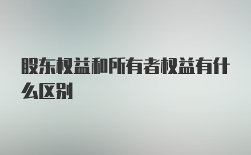 股东权益和所有者权益有什么区别