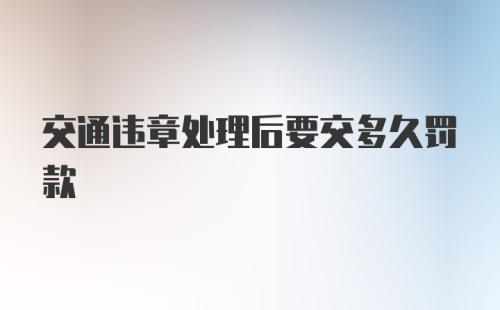 交通违章处理后要交多久罚款