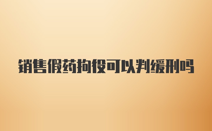 销售假药拘役可以判缓刑吗