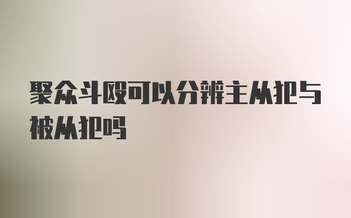 聚众斗殴可以分辨主从犯与被从犯吗