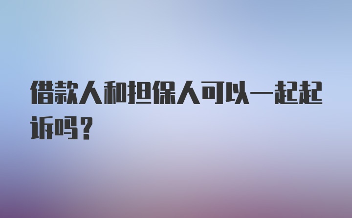 借款人和担保人可以一起起诉吗？