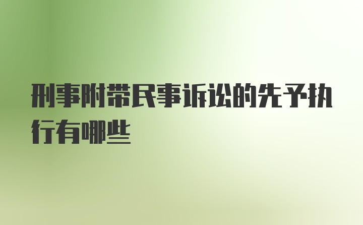 刑事附带民事诉讼的先予执行有哪些