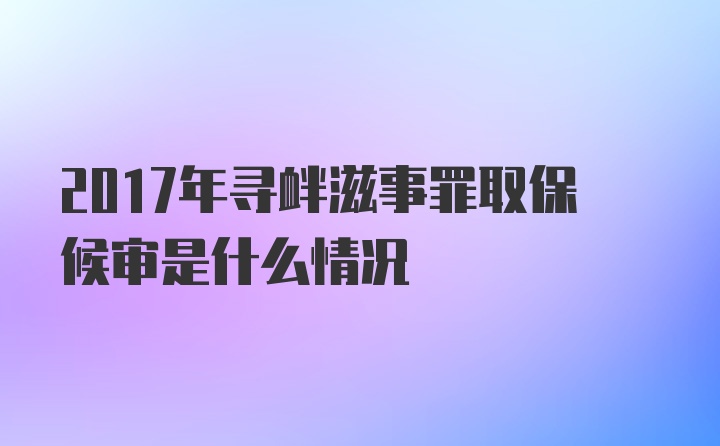 2017年寻衅滋事罪取保候审是什么情况