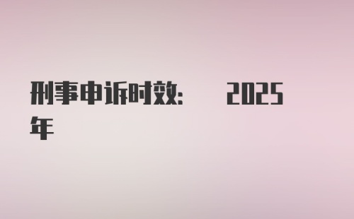 刑事申诉时效: 2025年