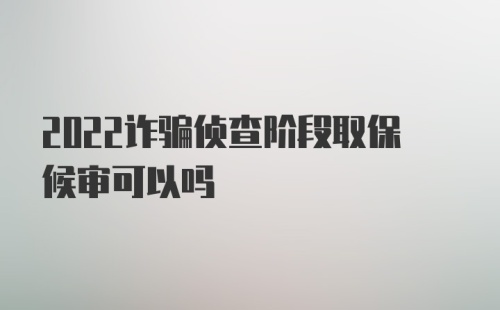 2022诈骗侦查阶段取保候审可以吗