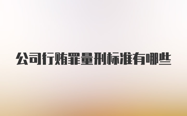 公司行贿罪量刑标准有哪些