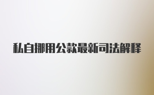 私自挪用公款最新司法解释