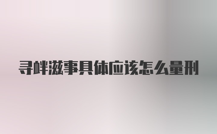 寻衅滋事具体应该怎么量刑