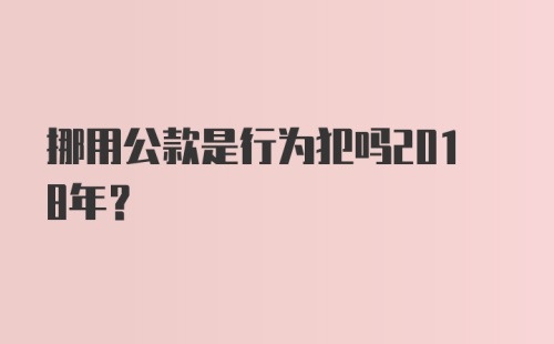 挪用公款是行为犯吗2018年？