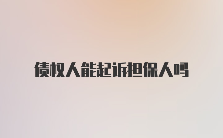 债权人能起诉担保人吗