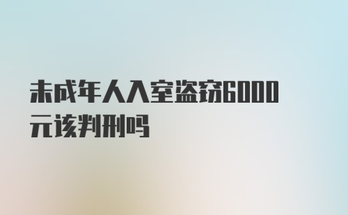 未成年人入室盗窃6000元该判刑吗