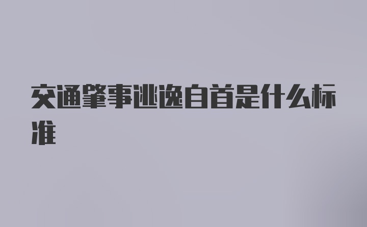 交通肇事逃逸自首是什么标准