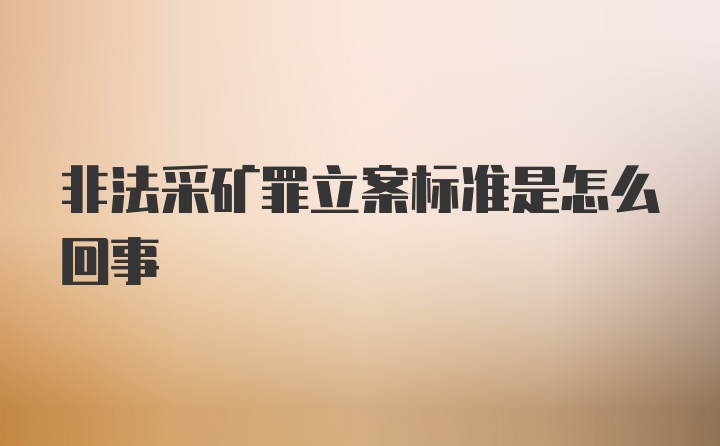 非法采矿罪立案标准是怎么回事