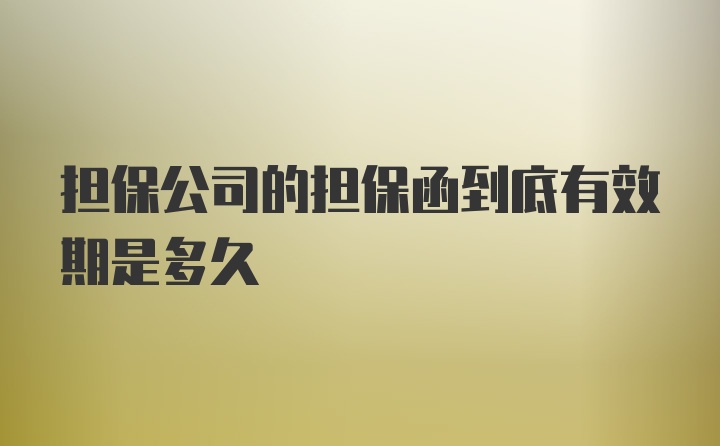 担保公司的担保函到底有效期是多久