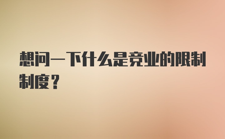 想问一下什么是竞业的限制制度？