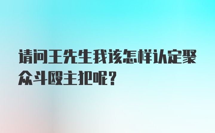 请问王先生我该怎样认定聚众斗殴主犯呢？