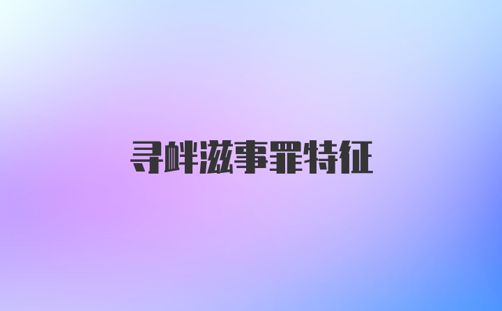 寻衅滋事罪特征