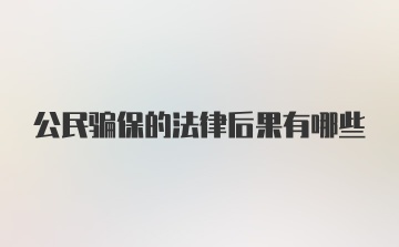 公民骗保的法律后果有哪些