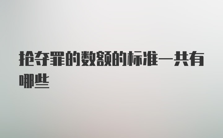 抢夺罪的数额的标准一共有哪些