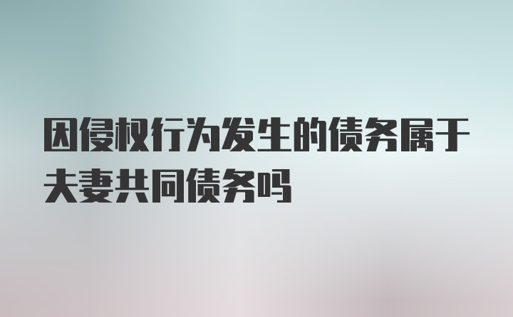 因侵权行为发生的债务属于夫妻共同债务吗