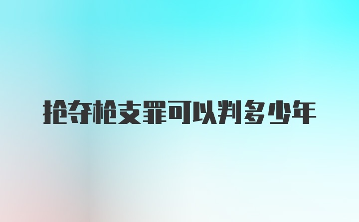 抢夺枪支罪可以判多少年