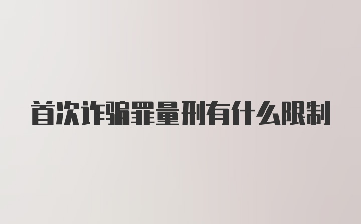 首次诈骗罪量刑有什么限制