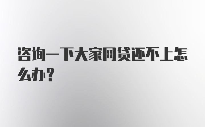 咨询一下大家网贷还不上怎么办？