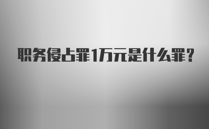 职务侵占罪1万元是什么罪？