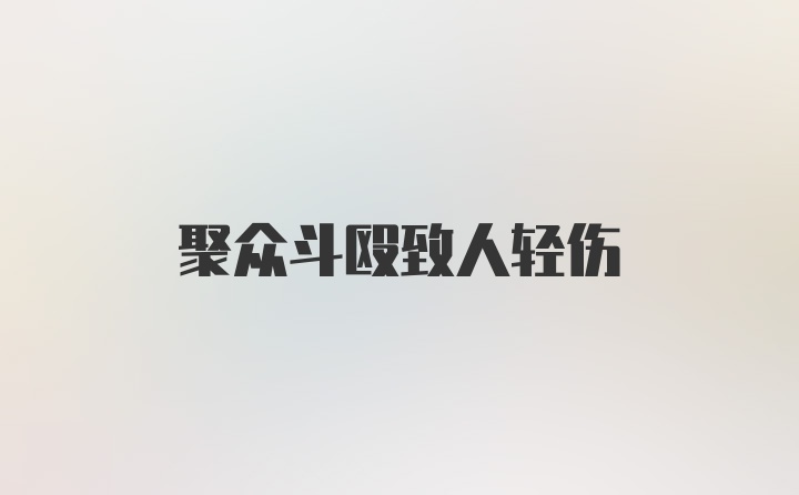 聚众斗殴致人轻伤