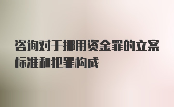 咨询对于挪用资金罪的立案标准和犯罪构成