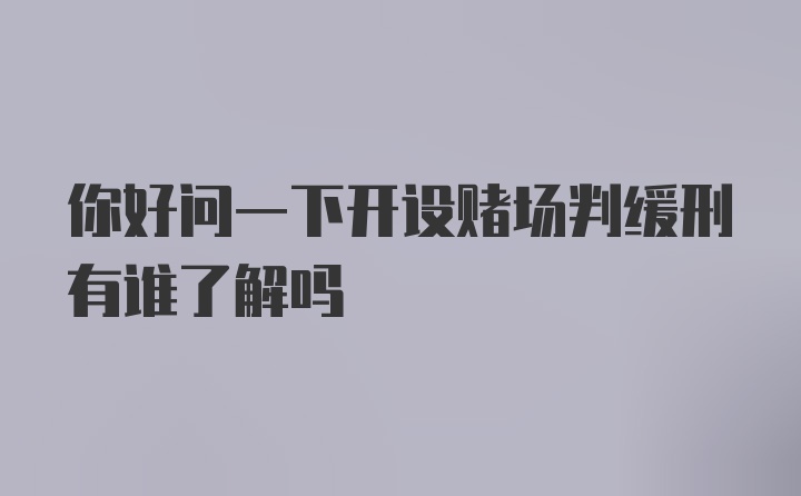 你好问一下开设赌场判缓刑有谁了解吗