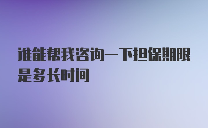 谁能帮我咨询一下担保期限是多长时间