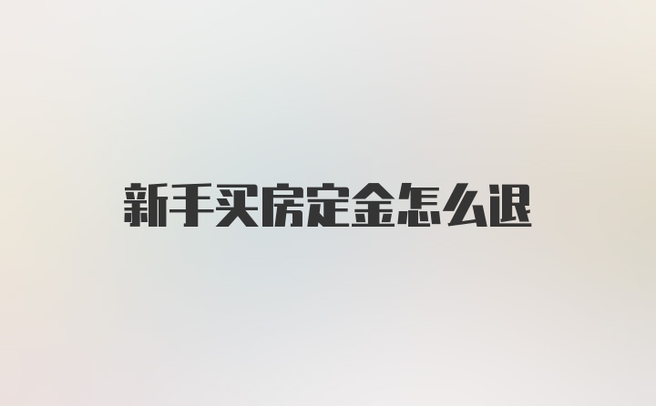 新手买房定金怎么退