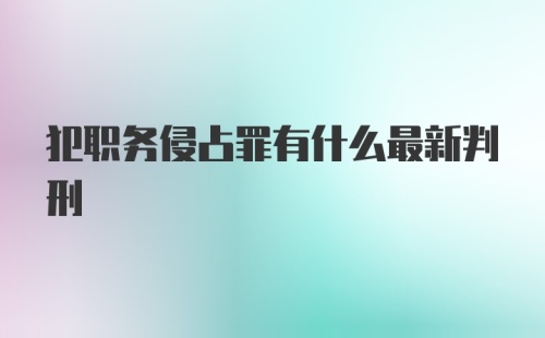 犯职务侵占罪有什么最新判刑