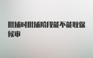 批捕时批捕阶段能不能取保候审