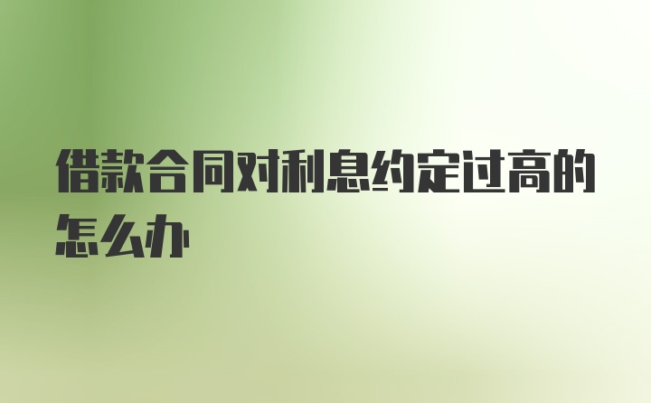 借款合同对利息约定过高的怎么办