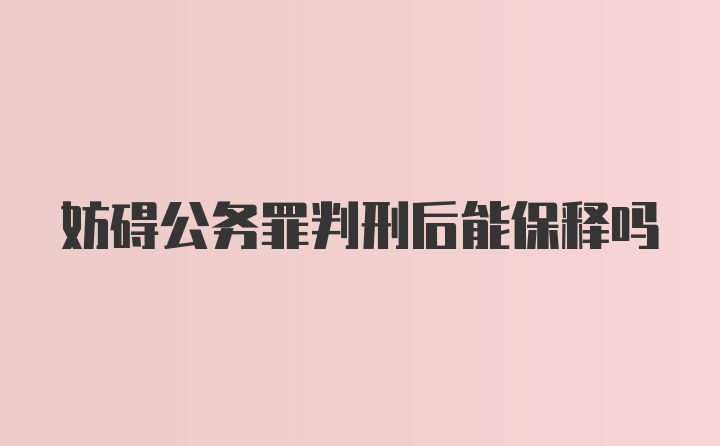 妨碍公务罪判刑后能保释吗