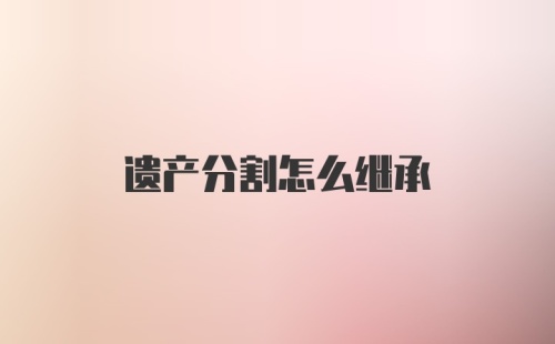 遗产分割怎么继承