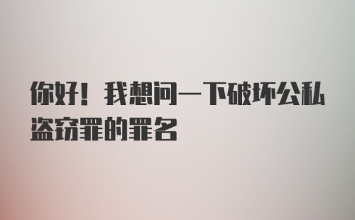 你好！我想问一下破坏公私盗窃罪的罪名