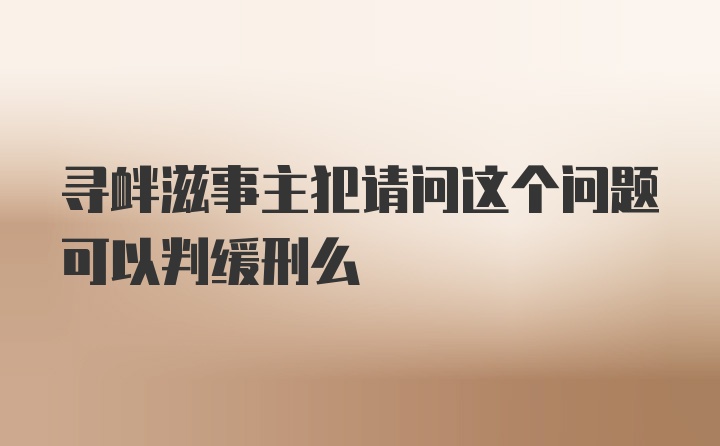 寻衅滋事主犯请问这个问题可以判缓刑么