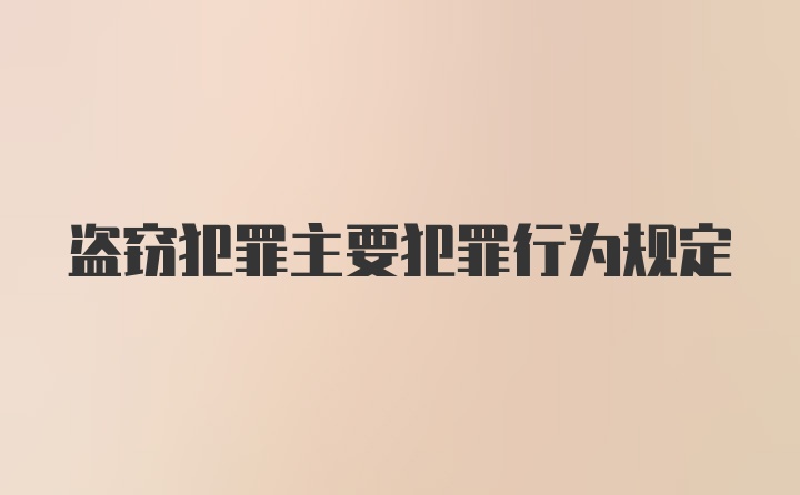 盗窃犯罪主要犯罪行为规定