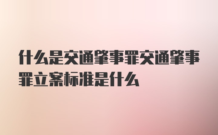 什么是交通肇事罪交通肇事罪立案标准是什么