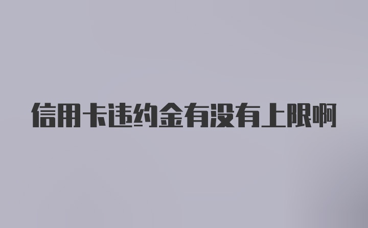 信用卡违约金有没有上限啊