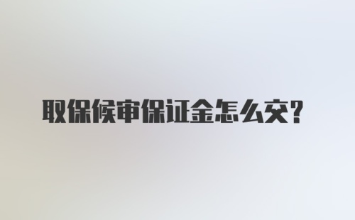 取保候审保证金怎么交？